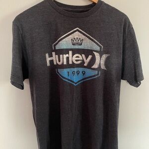 Hurley Men's Charcoal‎ and Blue Graphic Tee size medium